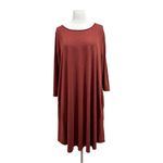 Zenana Outfitters Dark Rust Long Sleeve Jersey Flared Swing T-Shirt Tunic Dress Size 1X Photo 1