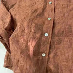 Chico's Sheer Floral Copper Brown Long Sleeve Button Up Blouse Chicos2 WomenLarge Photo 3