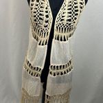 Rue 21  Tan Boho Crochet Fringe Vest woman’s size medium Photo 0