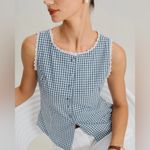 Rihoas Blue Plaid Boat Neck Tank Top Size 6 Photo 1