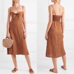 Faithfull the Brand • Fiscardo Polka Dot Midi Dress brown white linen Anthro Photo 2