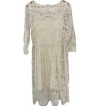 Sundance  Boho Floral Embroidered Cream Sheath Midi Dress Size XS‎ Photo 5