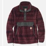 Carhartt  Relaxed Fit Fleece‎ Pullover Size M Port Maroon Southwestern New Photo 6
