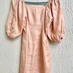 Ministry Of Style Puff Sleeve Smocked Back Mini Dress Peach Pink Women's Size 6 Photo 0