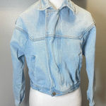 Brandy Melville Women's Cropped Denim Jacket Light Wash Bomber Size Medium Photo 0