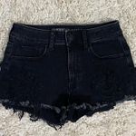 American Eagle Black Crochet Hi-Rise Shortie Shorts Photo 0