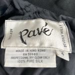 Black Pave Silk Beaded Long Sleeve Maxi Evening Gown Silver Leaf Size 4 Formal Photo 10