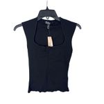 AQUA  Black Square Neck Sleeveless Knit‎ Tank Top Fitted Trendy Basic Photo 4