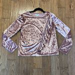 Kensie pink crushed velvet ruffle blouse m Photo 5