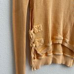 Free People Creamsicle Yellow Interlaken Thermal Waffle Knit Long Sleeve Sweater Photo 7