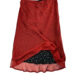 Women’s Red Sheer Midi Skirt with Floral Pattern Underneath Photo 0