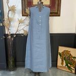 NWT Lintico 100% Linen Taylor Sleeveless Straight High Slit Maxi Dress Sz Med 🧡🎀 Blue Photo 2