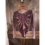 Victoria Sport Victoria Secret Sport XS Shimmering Glitter Long Sleeve Bodysuit Leotard Purple Photo 2