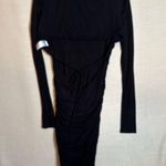 Naked Wardrobe Ruched Long Sleeve Cutout Minidress Bodycon Black Stretch Small Photo 4