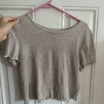 Moa Moa Neutral Tan Ribbed Short Sleeve Baby Tee Top Photo 0