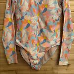 Mott50 Size Large Stretchy Long Sleeve One Piece Swimsuit Zippered UPF 50+ Orange Photo 4