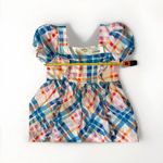 Pink Ripple Plaid Dress Puff Sleeve Square Neck Cottagecore Midi Sundress M $67 Size M Photo 3