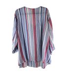 Catherines Tunic Top Lightweight Semi Sheer Cutout Sleeves Striped Blue Red 4X Photo 3