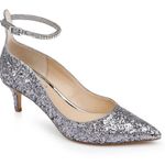 Badgley Mischka x Jewel Silver Glitter Kitten Heels Sz. 9 Photo 0
