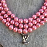 Authentic Stamped Charm on Unbranded Freshwater Pearl Necklace Pink Photo 0