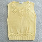 Vintage Nisha Knits Yellow Sleeveless Sweater Vest Cotton Pointelle Knit S/M Photo 6