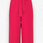 Dress the Population Red Rouge Stevie V Neck Wide Leg Belt Jumpsuit Size Medium Photo 0