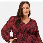 Torrid  Burgundy Paisley Tea Length Clip Dot Open Back A-Line Dress Plus Size 1X‎ Photo 2