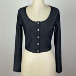 Carbon38 Black Metallic Shimmer Cropped Cardigan Photo 0