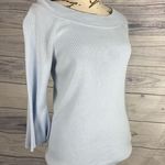 Talbots Knit Sweater Top Womens Size XS Boat Neck 3/4 Bell Sleeves Baby Blue Photo 3