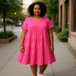 Peasant Dress 5XL Layers Pretty in Pink Plus Midi Peasant Cottage Core Prairie Size 5X Photo 1