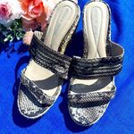 Andrew Geller gold straw snakeskin look strappy espadrille wedge heel sandals Photo 0