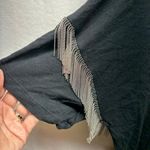 LNA ‎ Black Tee with Silver Fringe Sleeves Photo 1