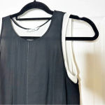 Vince Round-Neck Double-Layer Tank Top White Black 100% Silk Size XS Minimalist Photo 1