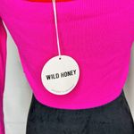Wild Honey Cropped Pink Red Ribbed Sweater Size Medium NWT Off Shoulder Photo 5