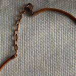 Vintage Red/Orange Crystal Round Metal Pendant on Brown Leather Necklace Red Photo 5