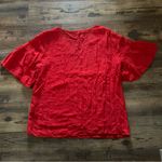 Skies Are Blue  Womens Red Short Sleeve Pleated Blouse Size Small Photo 6