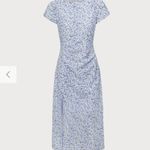 RIHOAS The Blue Round Neck Floral Slit Midi Dress 3 Photo 4