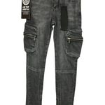XOA Xtra Ordinaire Apparel Women's Cargo Denim Jeans Smokewash Size XXS NWT Black Photo 0