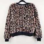 Wild Fable Women's Large Leopard Print Fuzzy Crewneck Pullover Sweatshirt Soft Photo 5