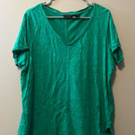 Tahari  Teal Short Sleeve V-Neck Top Photo 0