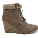 Nautica Taupe Korce Lace-Up Wedge Ankle Boots Photo 0