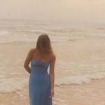 ZARA  Elegant Blue Strapless Maxi Dress evening party cocktail wedding gown Photo 11