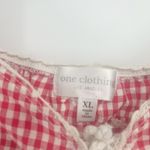 One Clothing  Womens Cottagecore Gingham Tie Front Puff Sleeve Babydoll Top XL Photo 4