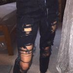 Distressed Black Mom Jeans Size 2 Photo 0