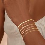 Gold Bracelets for Women, 14K Gold Plated Dainty Bracelets Set, Layered Chain Bracelets Pack Jewelry Photo 4