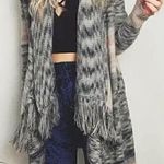 Knox Rose  Size Small Cardigan Thick Knit Waterfall Fringe Hem Photo 0