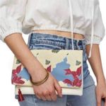 Rachel Pally  Floral Beige and Blue Scarf Photo 0