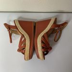 Coach Dalton Leather Espadrille Wedge Sandals Sz 5.5 B Terracotta/Ginger Color Photo 4