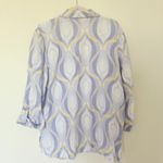 JM Collection  Multicolor Linen Button 3/4 Sleeve Summer Comfy Artsy Shirt Top 14 Photo 2