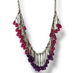 Coldwater Creek Necklace Earring Set Beaded Hot Pink Purple Gold 18/20” Length Photo 2